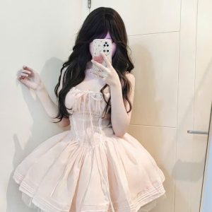 Váy Ballet Hai Dây Phối Bèo